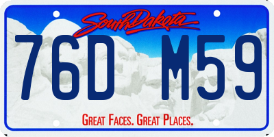 SD license plate 76DM59