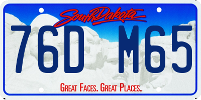 SD license plate 76DM65