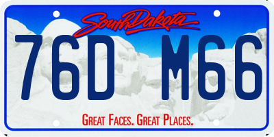 SD license plate 76DM66