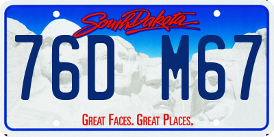 SD license plate 76DM67
