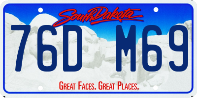 SD license plate 76DM69