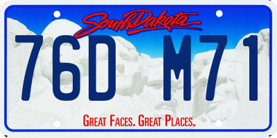 SD license plate 76DM71