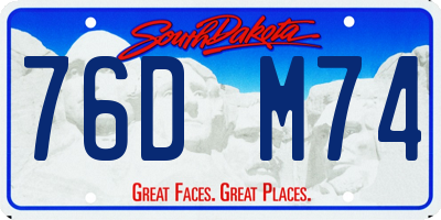 SD license plate 76DM74