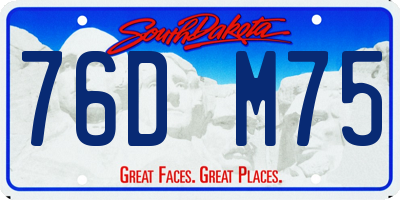 SD license plate 76DM75