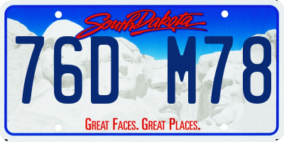 SD license plate 76DM78