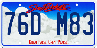 SD license plate 76DM83