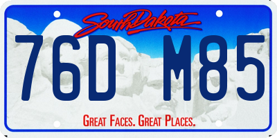 SD license plate 76DM85