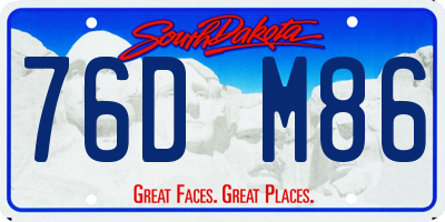 SD license plate 76DM86