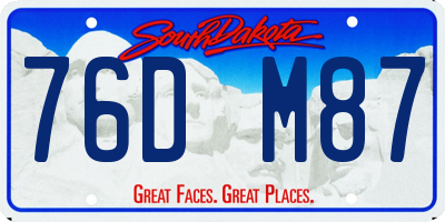 SD license plate 76DM87