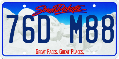 SD license plate 76DM88