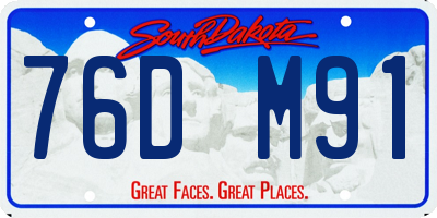 SD license plate 76DM91