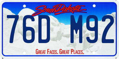 SD license plate 76DM92