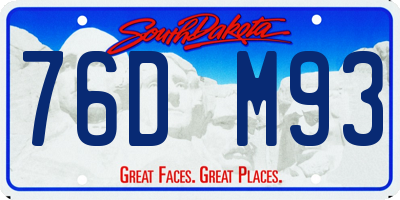 SD license plate 76DM93