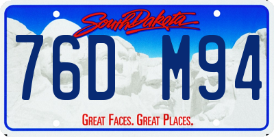 SD license plate 76DM94