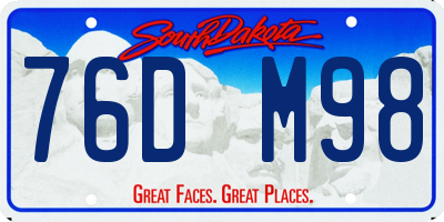 SD license plate 76DM98
