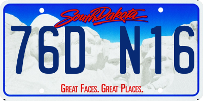 SD license plate 76DN16