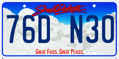 SD license plate 76DN30