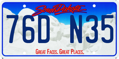 SD license plate 76DN35