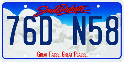 SD license plate 76DN58