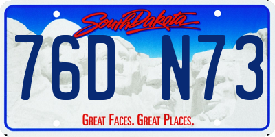 SD license plate 76DN73