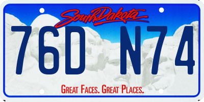 SD license plate 76DN74