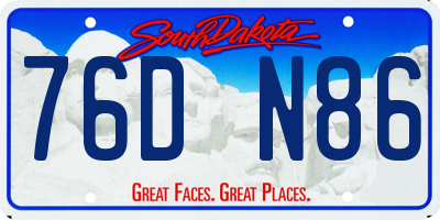 SD license plate 76DN86