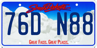 SD license plate 76DN88