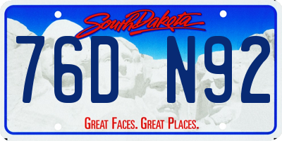 SD license plate 76DN92