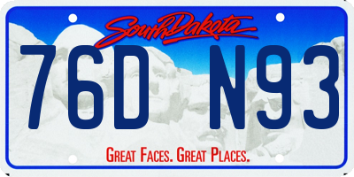 SD license plate 76DN93