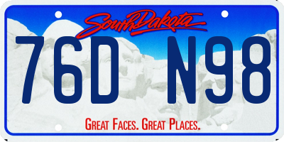 SD license plate 76DN98
