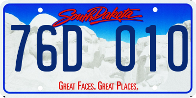 SD license plate 76DO10