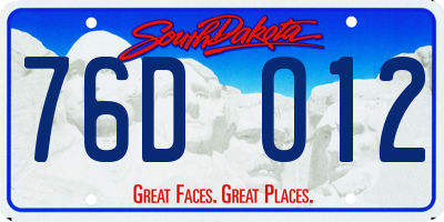 SD license plate 76DO12