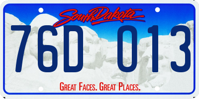 SD license plate 76DO13