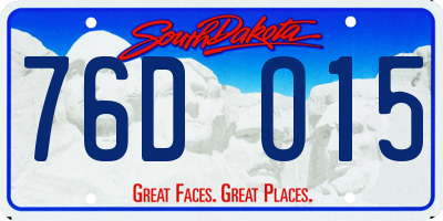 SD license plate 76DO15