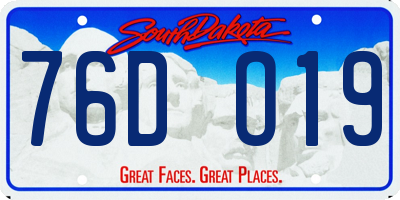 SD license plate 76DO19