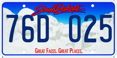 SD license plate 76DO25