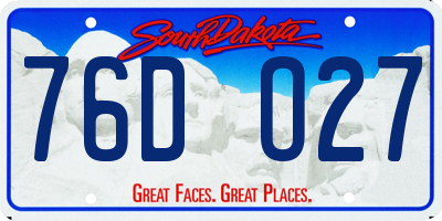 SD license plate 76DO27