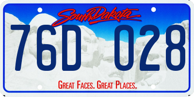 SD license plate 76DO28