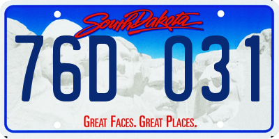 SD license plate 76DO31