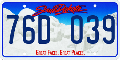 SD license plate 76DO39