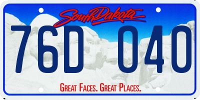 SD license plate 76DO40