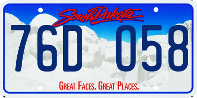 SD license plate 76DO58