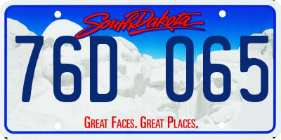 SD license plate 76DO65