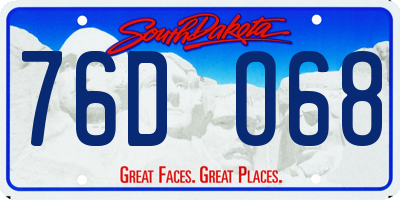 SD license plate 76DO68