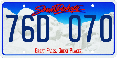 SD license plate 76DO70
