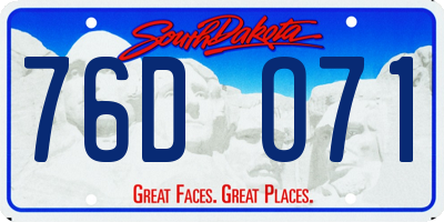 SD license plate 76DO71