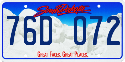 SD license plate 76DO72