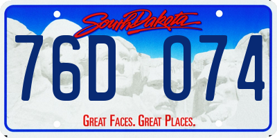 SD license plate 76DO74