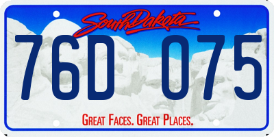 SD license plate 76DO75