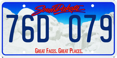 SD license plate 76DO79